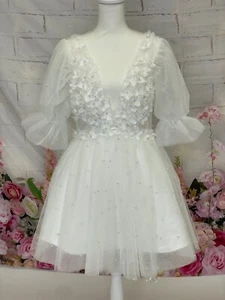 Bridal Gown Women's  Short Wedding Open Back Dress Snowflake Halloween Bride - Picture 1 of 4