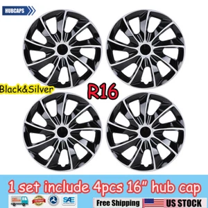 16" INCH Set of 4 Snap On Full Hub Caps Wheel Covers Fits R16 Tire & Steel Rim - Picture 1 of 11