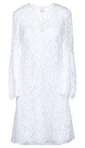 $350 BEAUTIFUL NEW W TAGS PINKO WHITE LACE SHORT DRESS LONG SLEEVE 42 / 6 / M - Picture 1 of 5