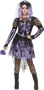 Dark Senorita Skeleton ADULT Womens Costume NEW Day of Dead Dress Headband - Picture 1 of 10