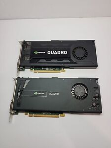 LOT 2 NVIDIA Quadro 1x K4000 3gb 1x4000 2gb Graphics Cards 