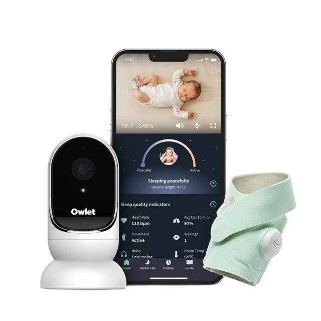 Owlet Dream Duo Sock Baby Monitor and HD Camera - Mint