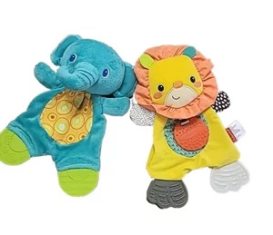 Bright Starts Elephant Lovey Infantino Lion Snuggle Plush Set of 2 - Picture 1 of 9