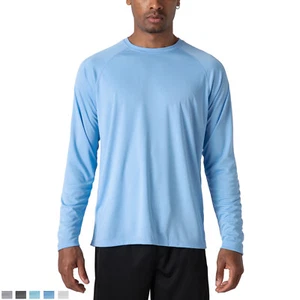 Men's UV Protection Shirts Golf Tees Sun Block T-Shirts Long Sleeve Fishing Tops - Picture 1 of 43