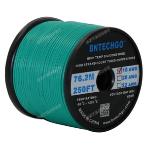 18 Gauge Flexible Silicone Wire Green 250 feet 600V 200 deg C Tinned Copper Wire - Picture 1 of 6