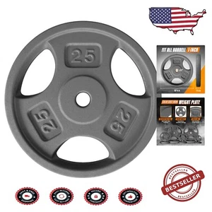 High-Quality 1-Inch Weight Plates with 3-Handle Design - Ideal for Weightlifting - Picture 1 of 8
