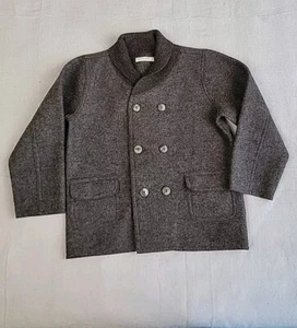 Anntarah Jacket Girls 6 Brown Double Breasted Button Alpaca Wool Fuzzy Preppy - Picture 1 of 11