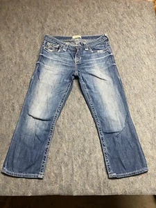 Women's Big Star Maddie Bootcut Embroidered Pocket Blue Jeans Size 27 Distressed - Picture 1 of 6