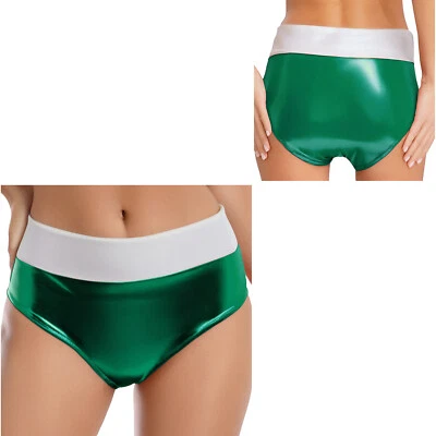 Damen Metallic Glitzer Kurze Hose Hot Pants Farbblock Boxer Briefs Panty Dessous - Bild 1 von 4