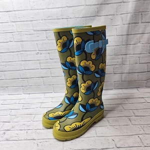 Botas de agua para mujer Regatta Orla Kiely Hi II UK 3 verdes florales EVA forradas con amortiguación - Imagen 1 de 10