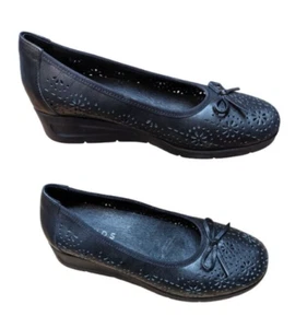 Klouds 'Grace" Black Leather Wedge Slip On Comfort Shoes Au 8/Eu39 - Picture 1 of 8