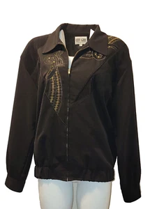 Chaqueta bordada negra vintage City Girl de Nancy Bolen para mujer talla 14 - Imagen 1 de 13