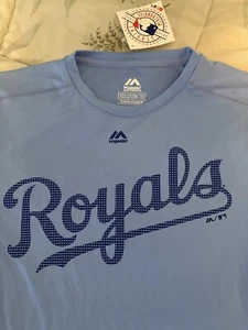 MLB Royals - Majestic Cool Base Mens T-Shirt - New with Tag. Blue Or Yellow. - Picture 1 of 6