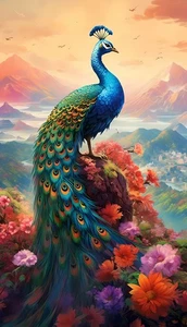 Peacock Wall Art Animals Peacock Landscape Painting Posters Prints On Canvas 634 - Picture 1 of 8