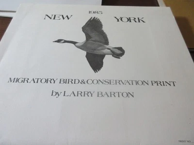 1985 New York State Duck Stamp Print plus NH Stamp na pasta original - Imagem 1 de 3