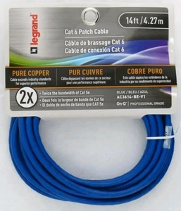Cat 6 Patch Cable 14ft. Legrand AC3614BEV1 10Gbps Ethernet Speed Networking..82 - Picture 1 of 6
