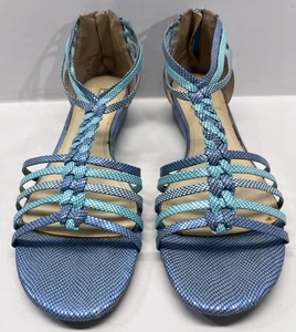 Enzo Angiolini Damenschuhe Größe 8,5 Nifties blaue Keilsandalen mit Riemen - Bild 1 von 7