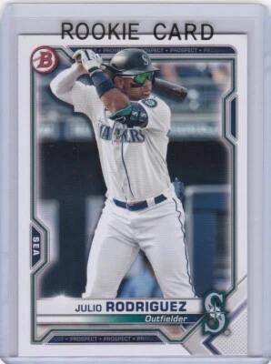 JULIO RODRIGUEZ ROOKIE CARD Seattle Mariners RC Baseball 2021 BOWMAN PROSPECTS! - Image 1 of 2