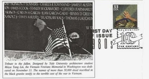 CTC The Vietnam Veterans Memorial #3190g FDC Unkn Cachet M3525 - Picture 1 of 1