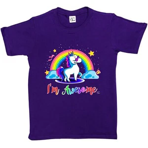 Linda camiseta 1Tee niños niñas I'm Awesome, unicornio - Imagen 1 de 15