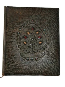 ENORME CUADERNO ANTIGUO Vintage Artesano Cuero Marrón Encuadernado Cubiertas Duras Pagano - Imagen 1 de 6