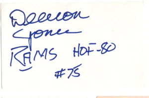 Deacon Jones Signed Index Card / Autographed NFL Football St. Louis Rams - Picture 1 of 1