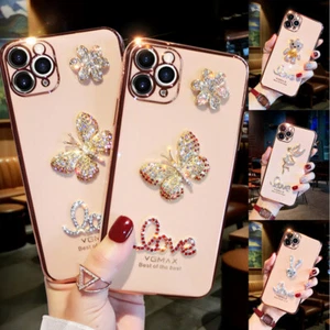 For Samsung Galaxy S20 S9 S8 Note20 10 9 Bling Butterfly Diamond Cover Case - Picture 1 of 20