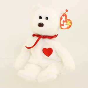 TY Beanie Baby - VALENTINO el OSO (pellets de PVC etiqueta para el bus y canadiense) MWMTs - Imagen 1 de 1