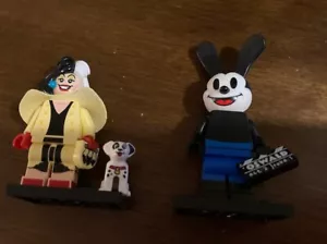 (2) Lego Minifigure Lot-Disney 100-Cruella de Vil with Dog & Oswald - Picture 1 of 11
