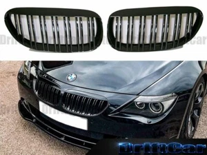 Shiny Jet Black Dual Fence Front Grille Fit with 04-10 E63 E64 6-Series Model - Picture 1 of 4