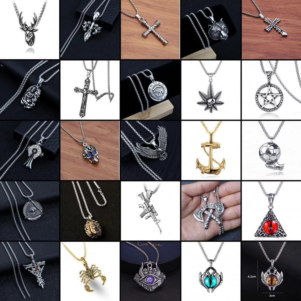 ★TheQ★ Halskette Metall Anhänger mit Kette Damen Herren Schmuck Geschenke NEU - Bild 1 von 1