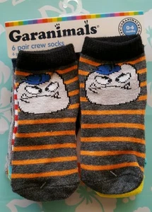 6 PAIRS GARANIMALS BOY'S STRIPED SPORTS CREW SOCKS - SIZE 0-6 months - Picture 1 of 4