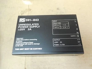 RS Unregulated Power Supply 591-843 591843 110/240 VAC 25 VDC 2 A Amp Used - Picture 1 of 2
