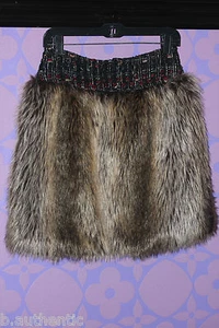 CHANEL F/W10 $4k Faux Fur Skirt CC Logo Fantasy Tweed 38 Sm MOST WANTED *Runway* - Picture 1 of 9