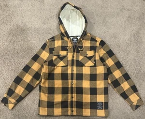 Ecko Unltd Sherpa Flannel Jacket Hoodie Mens XL Black Yellow Plaid Y2K New - Picture 1 of 9