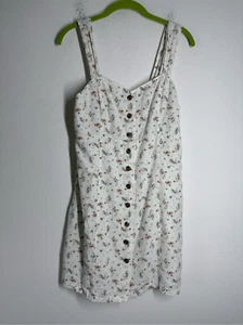 American Eagle Damen Minikleid Knopfleiste gesmokter Rücken Leinenmischung Größe M - Bild 1 von 12