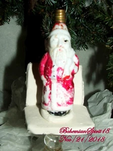 ANTIQUE 1930's JAPAN SANTA CLAUS MILK GLASS CHRISTMAS TREE LIGHT BULB UNTESTED - Picture 1 of 5
