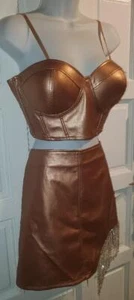 Neu mit Etikett Say What Damen-Bustier-Korsett kurz goldfarben TOP + ROCK Glitzer schillernd Glitzer XL - Bild 1 von 11