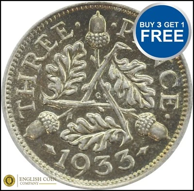 1920 TO 1936 GEORGE V SILVER THREE PENCES 3D CHOICE OF YEAR / DATE - Image 1 of 3