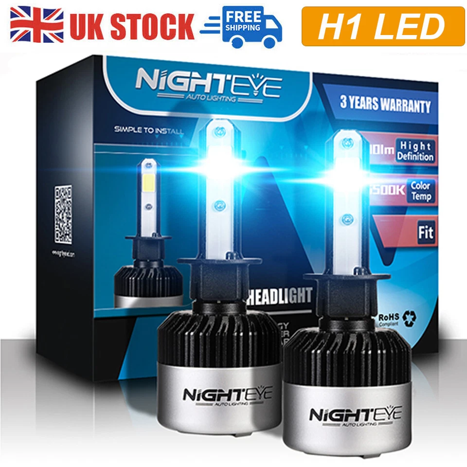 Nighteye H1 72W 9000LM LED Conversion Headlight Kit 6500K Xenon White Bulbs UK - Image 1 of 4
