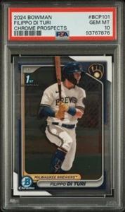 2024 Bowman Chrome #BCP-101 Filippo Di Turi 1st Prospects BCP101 PSA 10! POP 3 - Picture 1 of 2