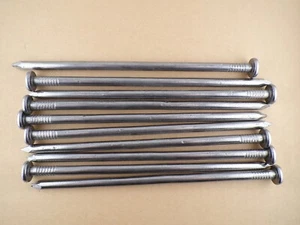 Lote de 10 clavos brillantes de 10 pulgadas - púas de madera acero zinc común 100d 3/8" de diámetro - Imagen 1 de 4