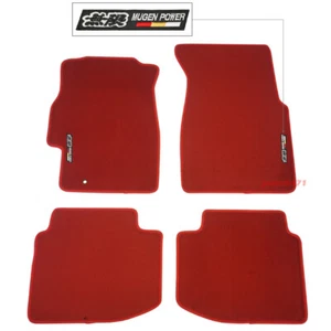 For 96-00 Honda Civic Red Nylon Floor Mats Front & Rear Carpet 4pcs Set w/ Mugen - Picture 1 of 4