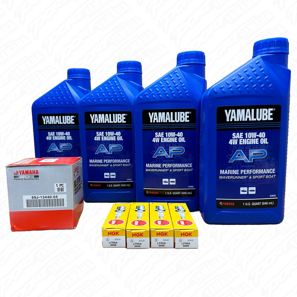 Yamaha 1.8L Oil Change Kit w/ NGK Spark Plugs FX-HO, FX SHO, VXR, VXS, FZR, FZS Foto 1 de 1