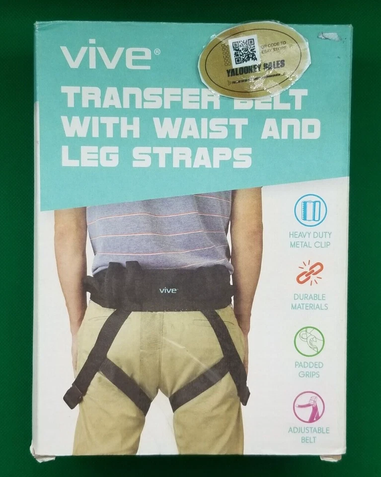 Gait Belt With Leg Loops by VIVE - Medical Nursing Safety Transfer Assist 55inch