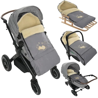 Winter Fußsack für Kinderwagen Babyschale Schlittensack Lammwollesack 40x 90/110 - Bild 1 von 4