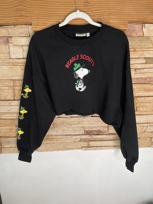 Sudadera corta Peanuts Aeropostale - negra con detalle de mangas talla mediana Foto 1 de 3