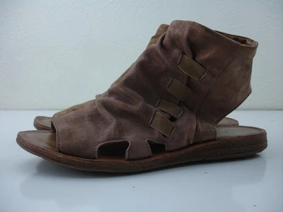 Women's 8.5 9 39 Miz Mooz Fifi Brown Metallic Leather Peep Toe Ankle Boots Flats - Image 1 of 4