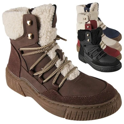 SHOE TRAP Ankle Trainers Boots Shoes Ladies Faux Suede Fur Lined Comfy Lace Up Womens Size