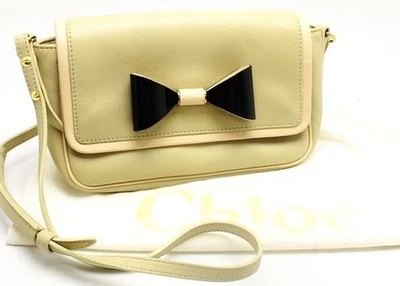 Chloe Alyssa Ribbon Mini Shoulder Bag Beige Lambskin Vintage Authentic - Image 1 of 4